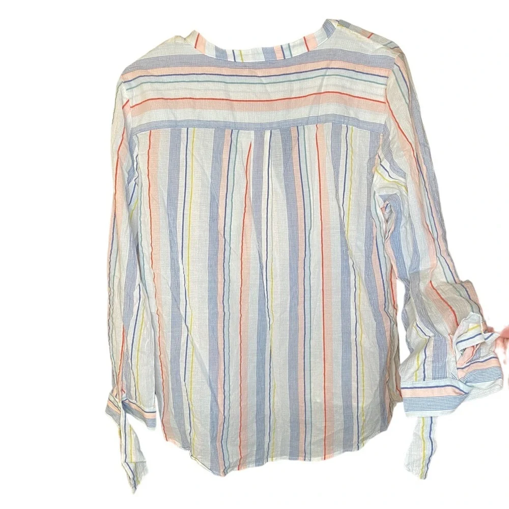 J. Crew Mercantile colorful striped button down spring shirt size large